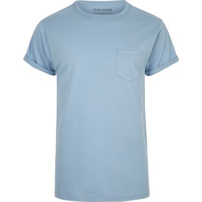 Light blue regular fit cotton T-shirt